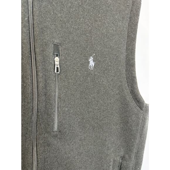Polo Ralph Lauren Double-Knit Fleece Mockneck Vest Black Men Sz L - Picture 3 of 10